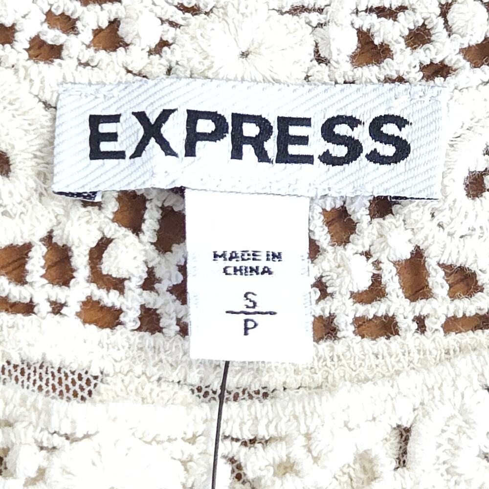 Express Top S Ivory Lace Mesh Peplum Sleeveless Boho Festival Coastal Fairycore - Picture 7 of 9